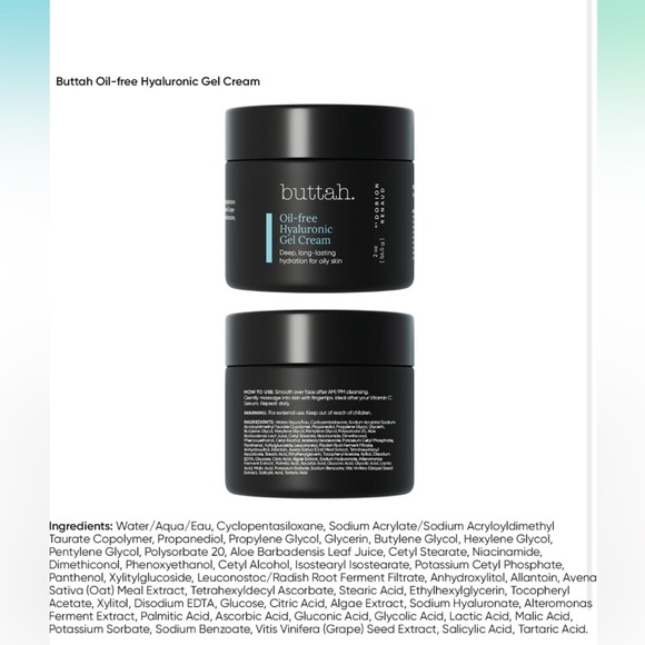 Buttah Skin by Dorion Renaud Hyaluronic Gel Cream Daily Moisturizer(NWT)2 oz - Picture 2 of 6